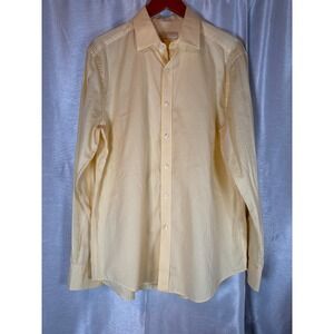 MICHAEL Michael Kors Mens Yellow Gingham Check Slim Fit 16 1/2 34/35 dress Shirt